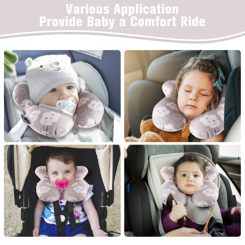 vocheer Baby Travel Pillow(Upgraded), Head and Neck Support Pillow for Pushchair, Car Seat,Stroller, Bouncer, Cotton(Grey Cloud - Image 5